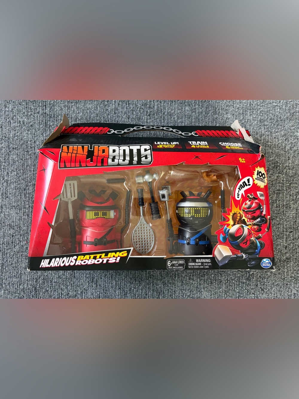 Ninja Bots 2 Pack Battling Robots Red Dragon Black Tiger New Damaged Box